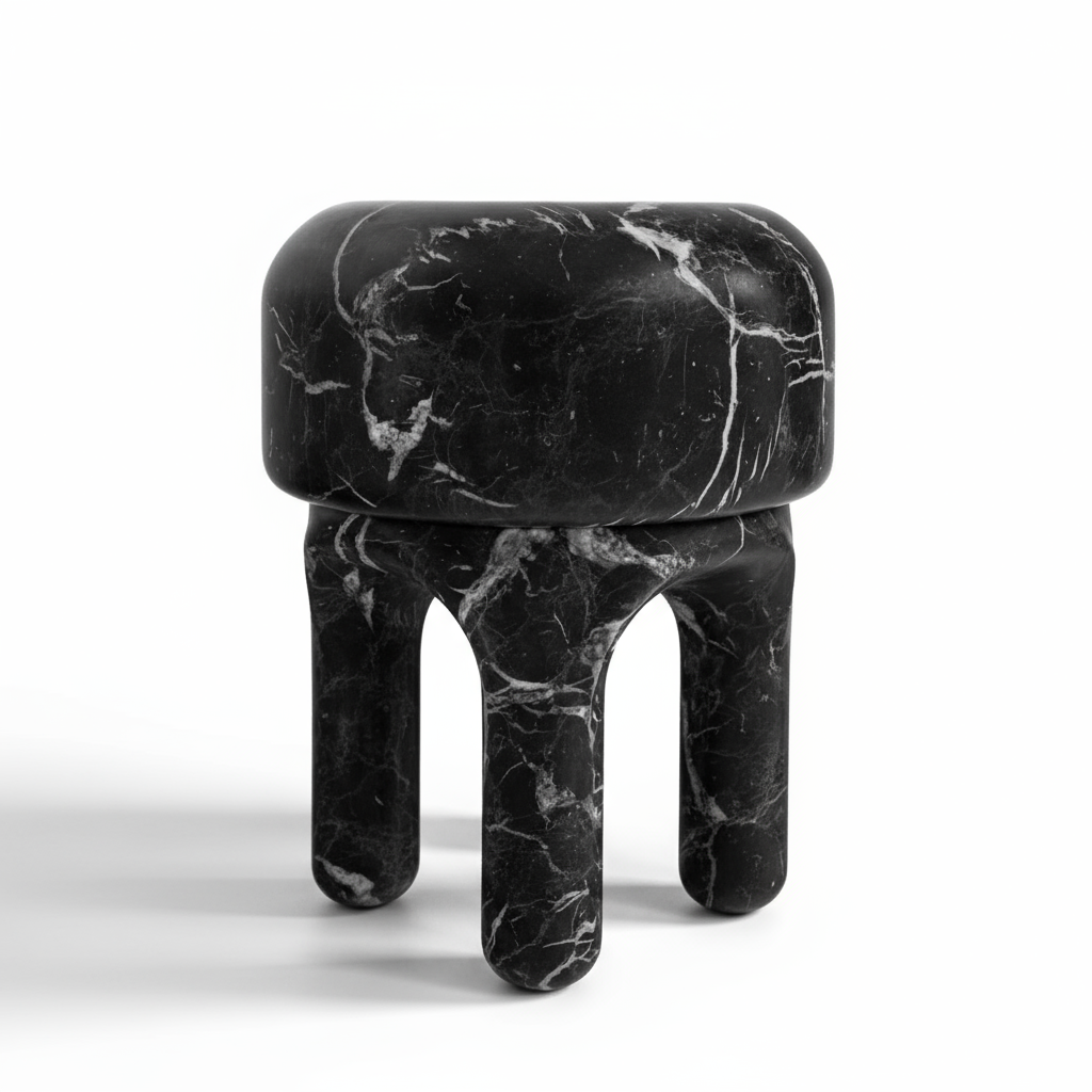 ROUND SCLUPTURE BLACK MARQUINO STOOL