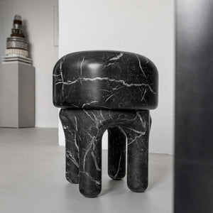 ROUND SCLUPTURE BLACK MARQUINO STOOL