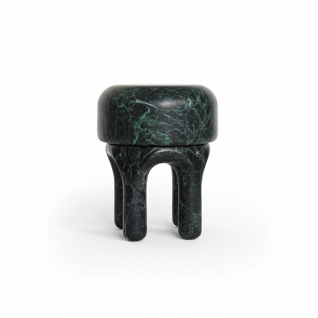 ROUND SCLUPTURE SPIDER GREEN STOOL