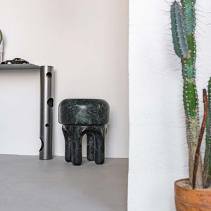 ROUND SCLUPTURE SPIDER GREEN STOOL