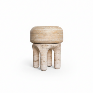 ROUND SCLUPTURE TRAVERTINE STOOL