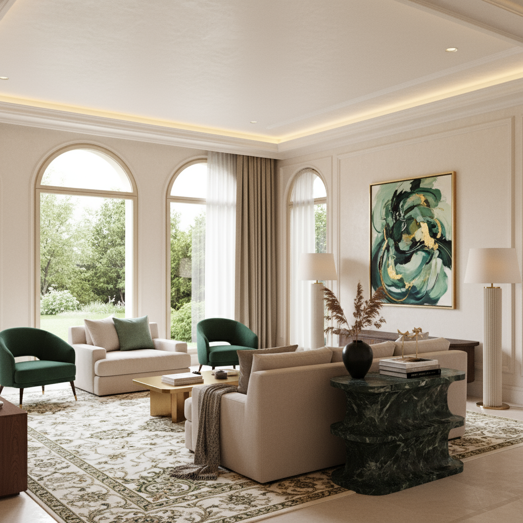 GREEN TRIVIA CONSOLE TABLE