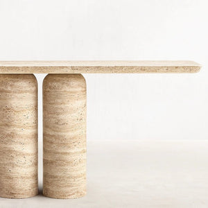 TRAVERTINE 2 PILLAR CONSOLE TABLE